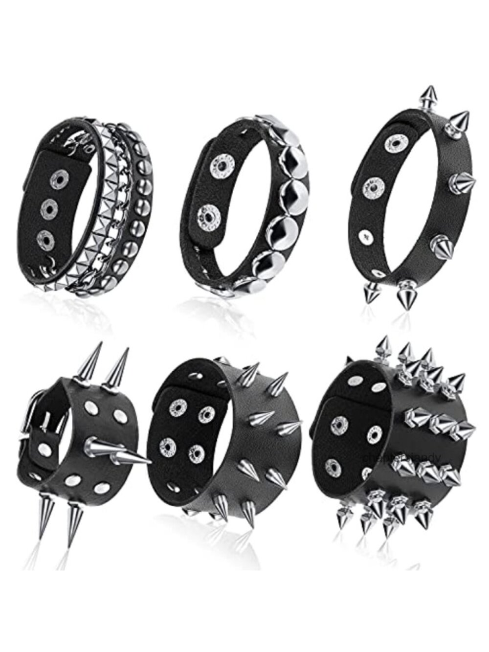 Punk Studded Faux Leather Cuff Bracelet Set Rivet Biker Jewelry Gift